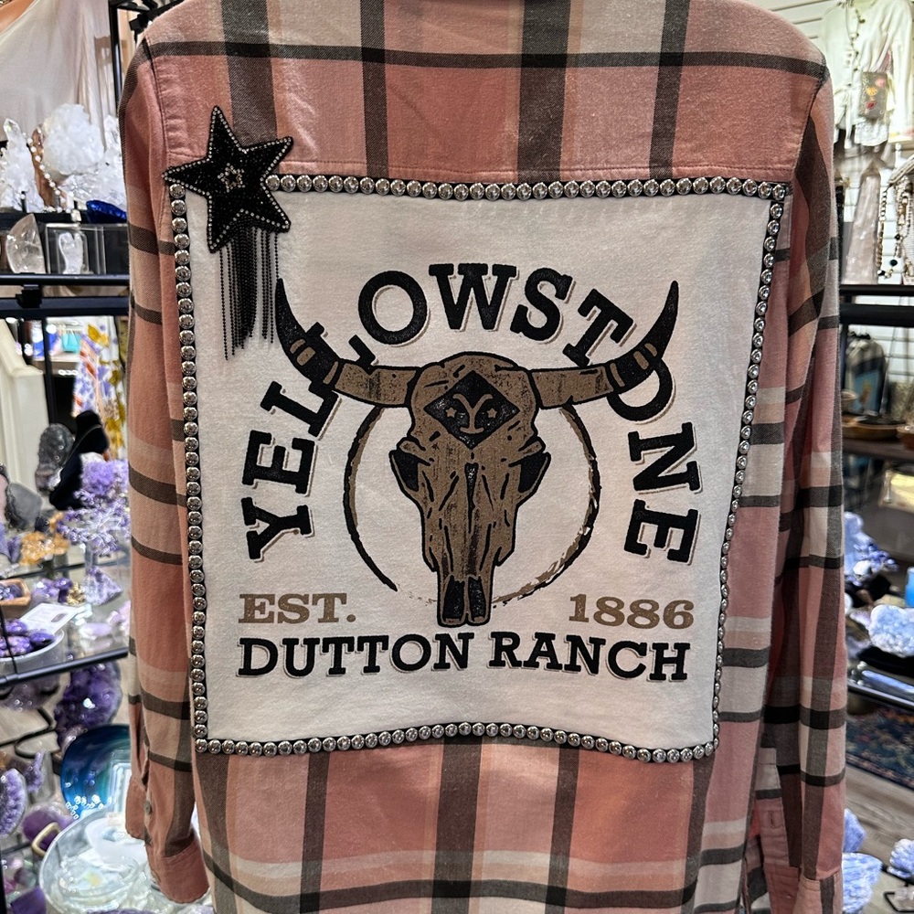 One-of-a-kind!!! Upcycled YELLOWSTONE Plaid Shirt